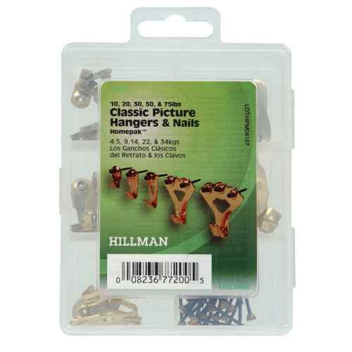 Hillman Picture Hanging Kit Brass (10lb-75lb) 48 Piece