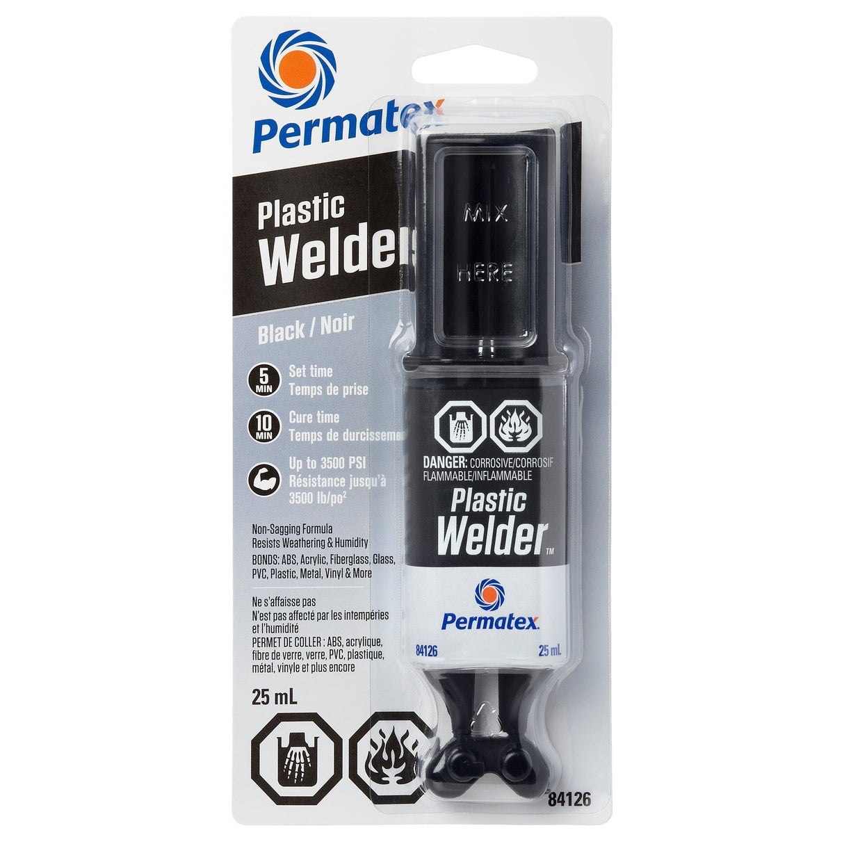 Permatex® Plastic Welder™ Black Adhesive, 25mL Syringe - XPart Supply