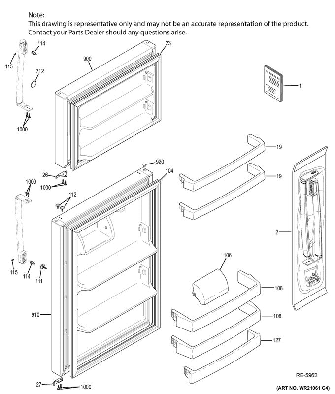 WG03A03283 Refrigerator Handle, Replaces 245D2936G001