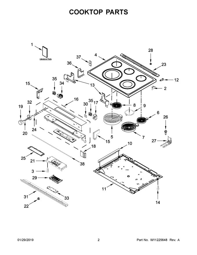 W10814038 Range Main Cooktop Glass - XPart Supply