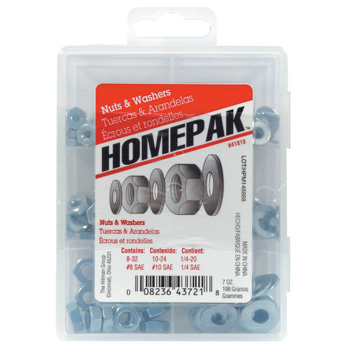 Zinc Hex Nuts and Flat Washers Kit