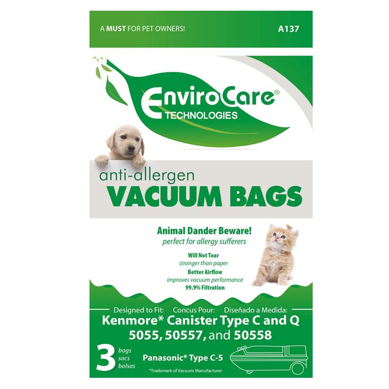Kenmore Type Q, 5055 Canister Vacuum Bags 3PK Part A137 - Appliance Genie