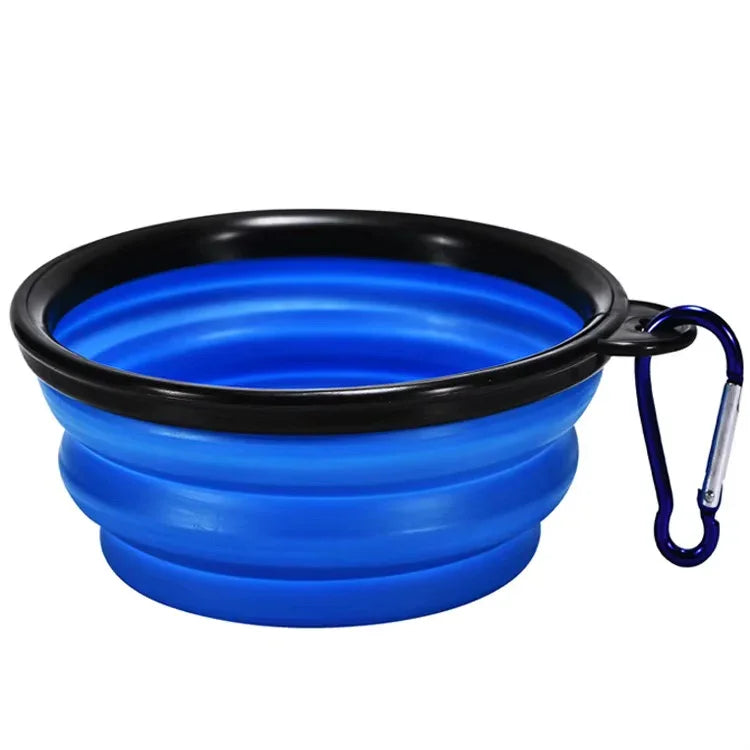 Portable Silicone Pet Bowl with Carabiner Clip, Collapsible, 350 ml