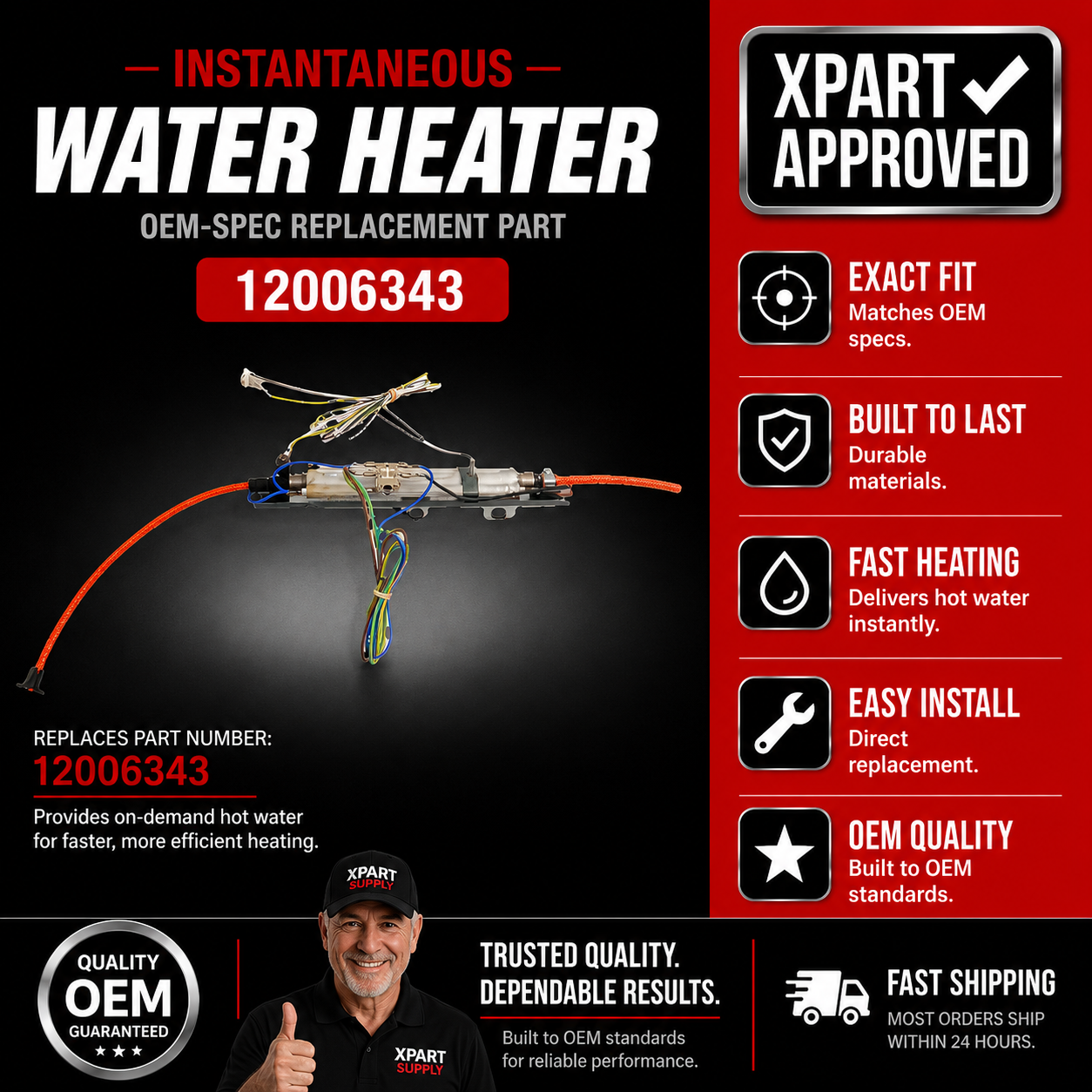 Bosch Instantaneous Water Heater 12006343 – Fix No Hot Water, Weak Brew Temperature, or Coffee Machine Not Heating | OEM