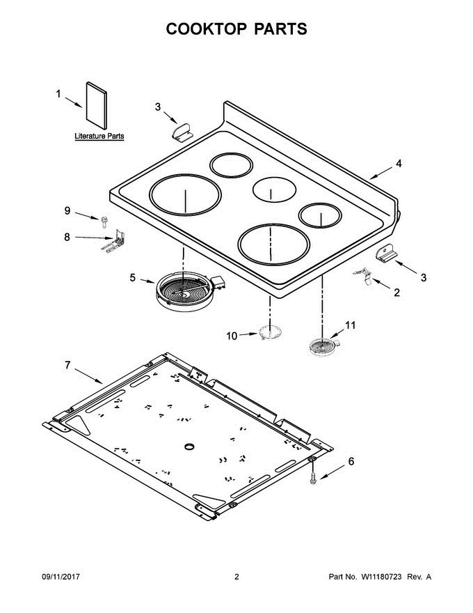 W11183708 Range Main Cooktop, Black - XPart Supply