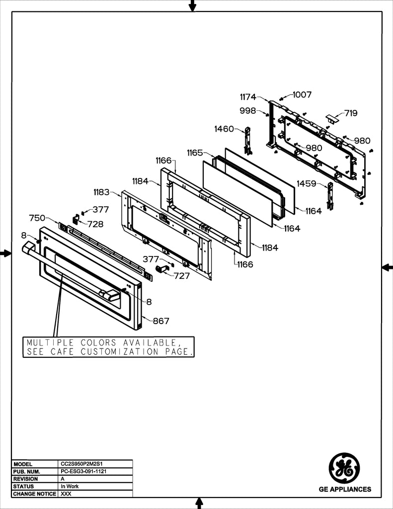 WS01L17307 Range Upper Oven Glass & Panel Door ASM - XPart Supply Ltd.
