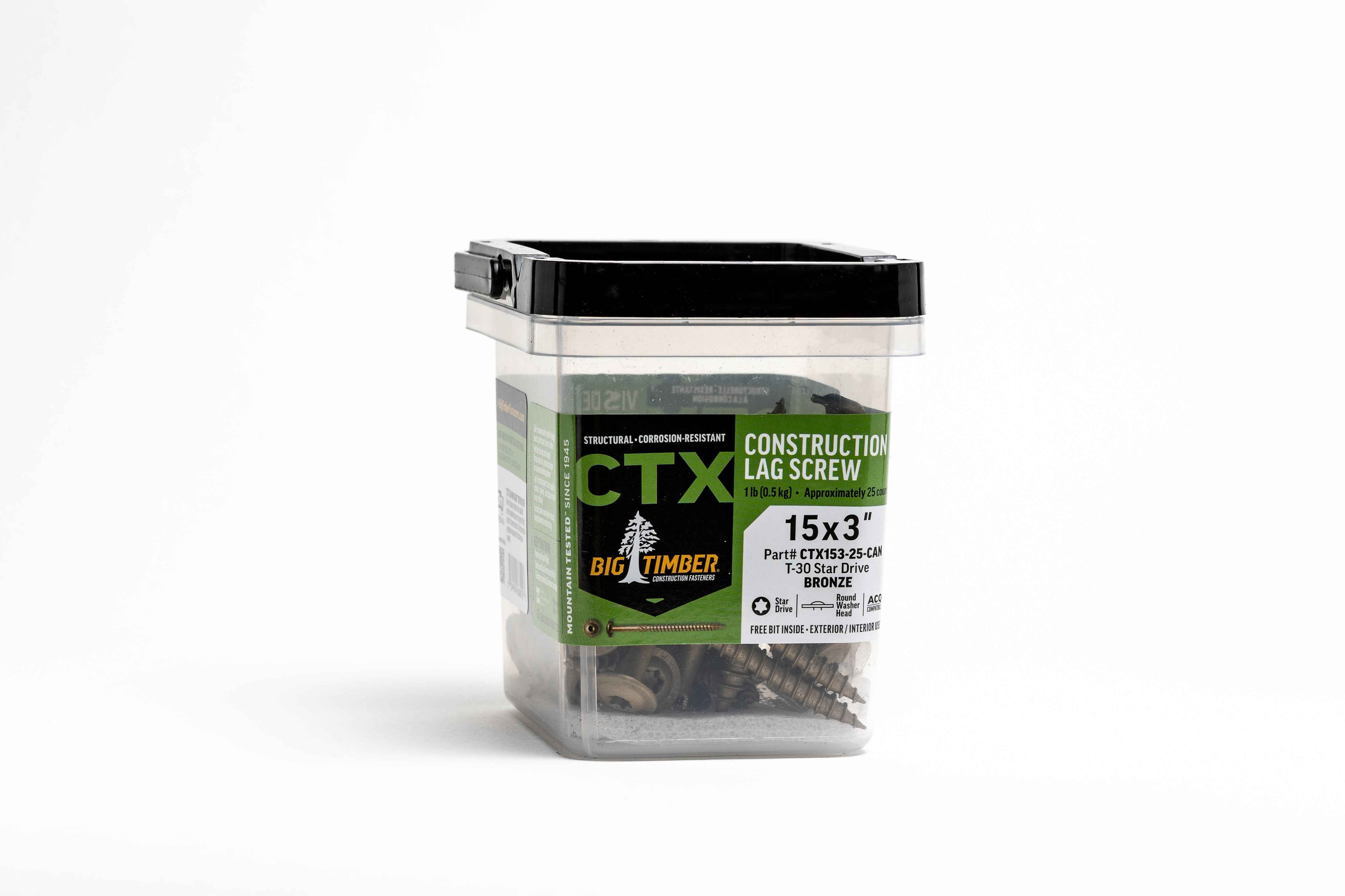 15 x 3" Bronze T-30 Lag Screw (25/Bucket)