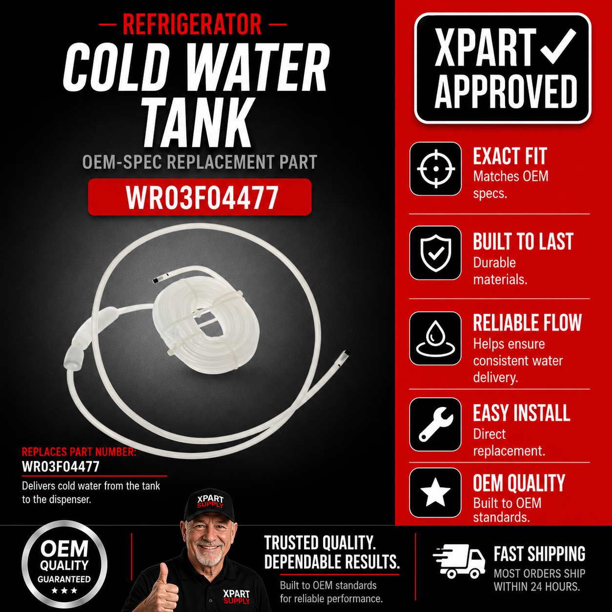 GE Refrigerator Cold Water Tank WR03F04477 — U.S. Cross-Reference WR17X25212