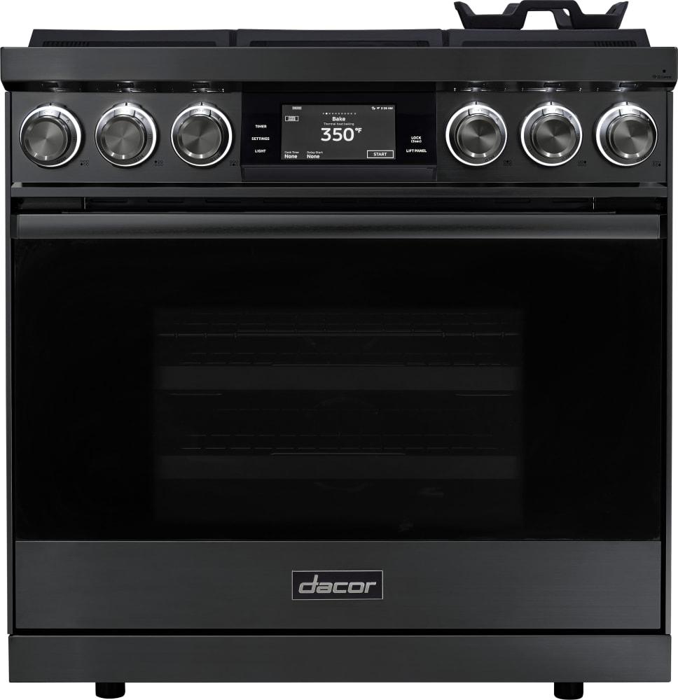 Dacor - 4.8 cu. ft  Dual Fuel Liquid Propane Range in Black Stainless - DOP36M86DPM