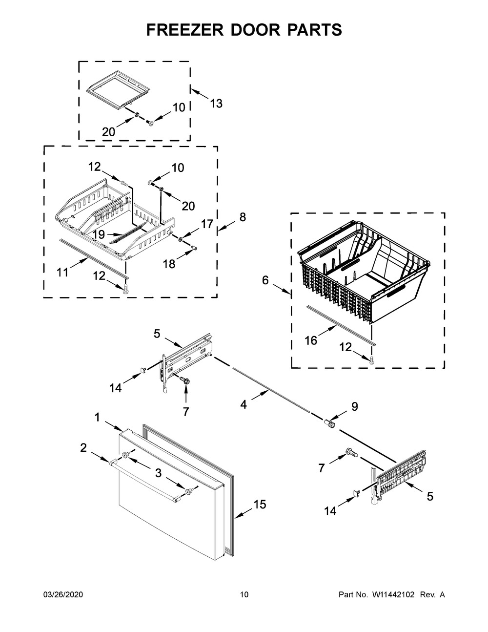 W11449028 Refrigerator Freezer Door Assembly