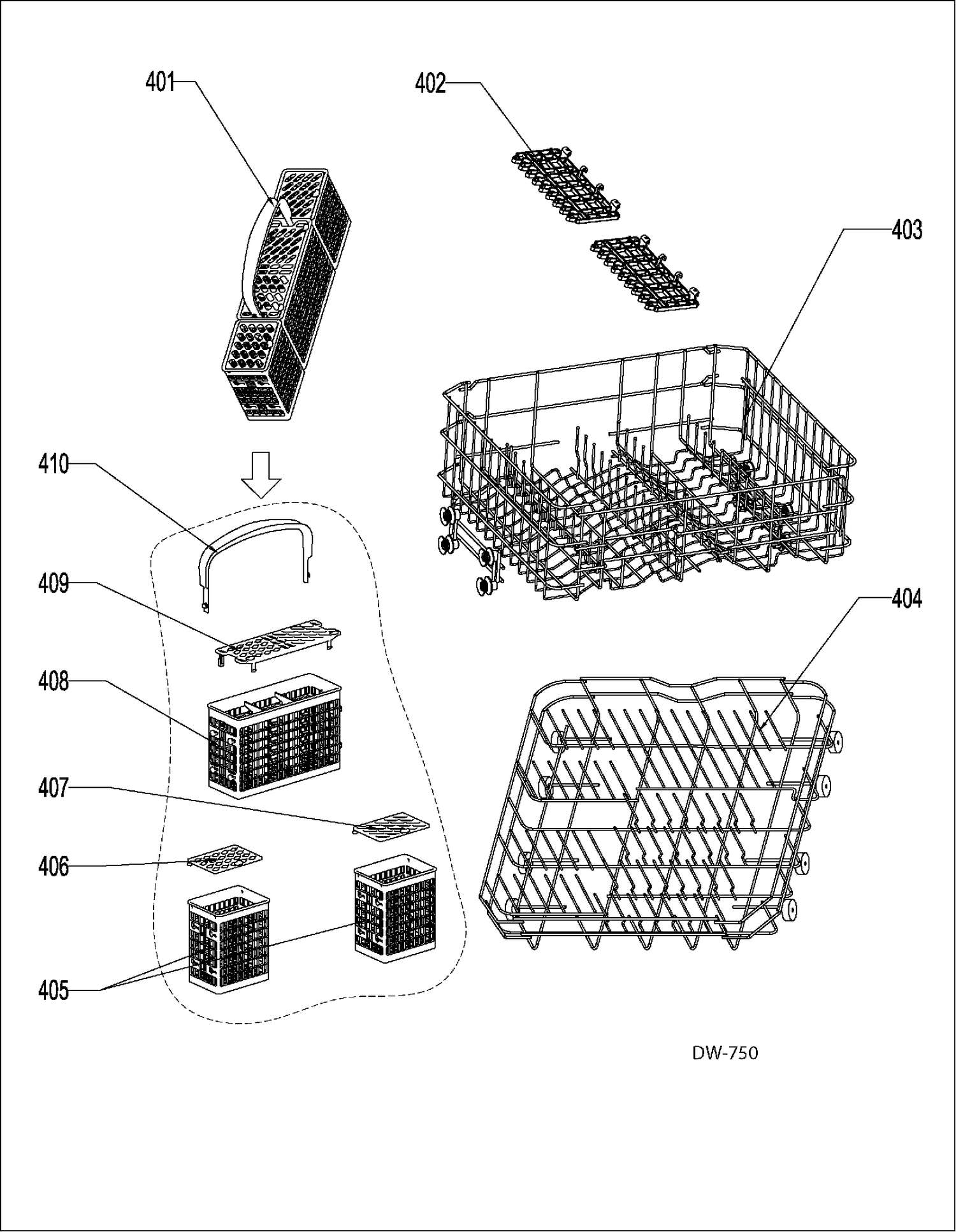 WG04L01468 Dishwasher Lower Dishrack Assembly - XPart Supply