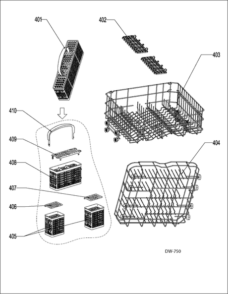 WG04L01468 Dishwasher Lower Dishrack Assembly - XPart Supply