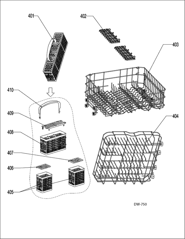 WG04L01468 Dishwasher Lower Dishrack Assembly - XPart Supply