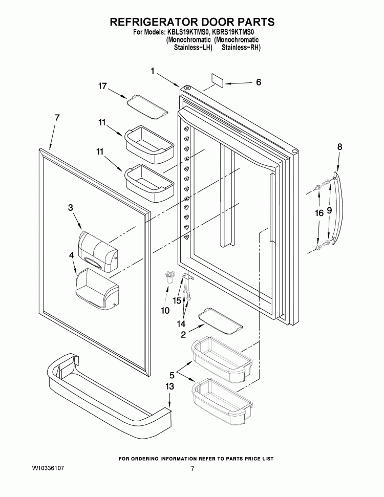 13107539SQ Refrigerator Door Assembly, Right Hand, Stainless - XPart Supply