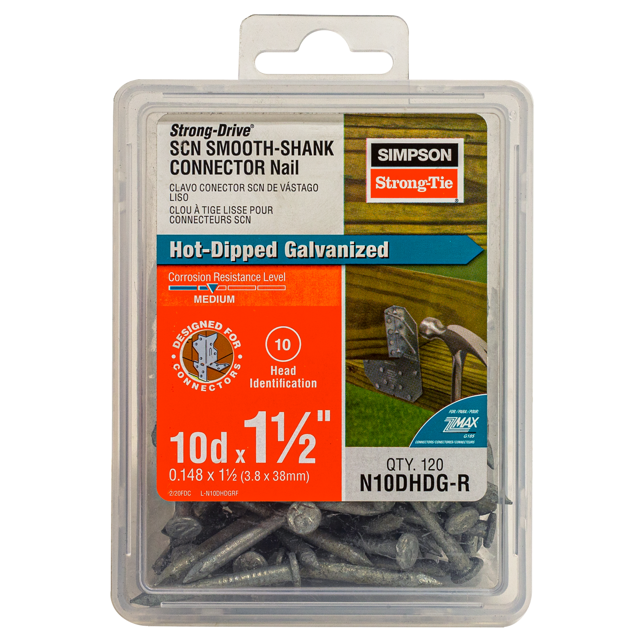 .148"x1-1/2" Strong-Drive® Smooth Shank Connector Nail, Hot Dipped Galvanized (120/BX)