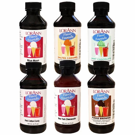 Flavor Fountain Dessert Variety Pack - 6 x 4 oz Flavour Pack - Ice Cream and Beverage Flavors - LorAnn Oils - Canadian Distribution - Ships Free Within Canada on Orders Above CAD $199