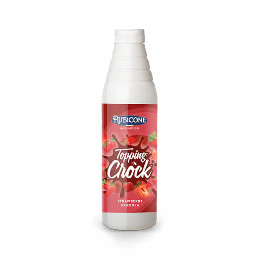 Strawberry Topping with Pieces - 1 KG Squeeze Bottle - Strawberry Crock Topping - Rubicone Canada