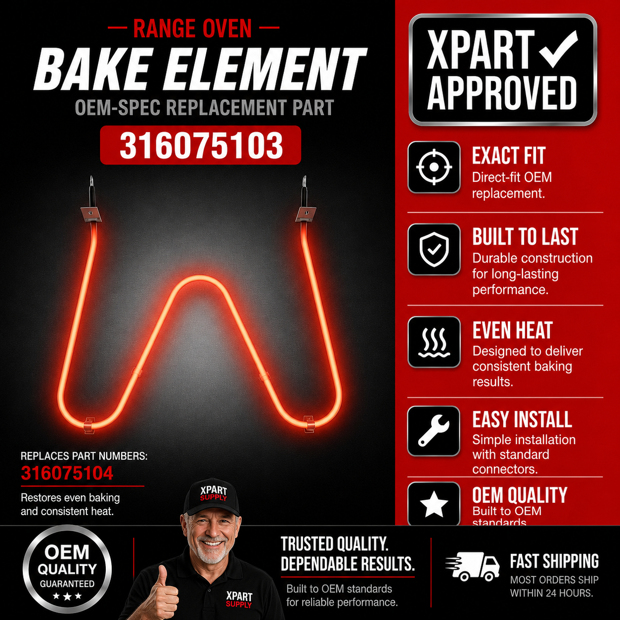 Frigidaire Oven Bake Element 316075103 — Fix an Oven That Won't Heat on Bake