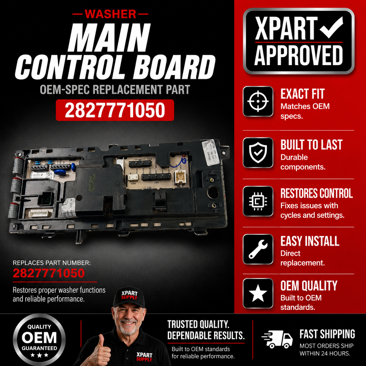 Frigidaire Range Main Control Board 2827771050 — Fixes No Heat, Error Codes & Oven Not Working