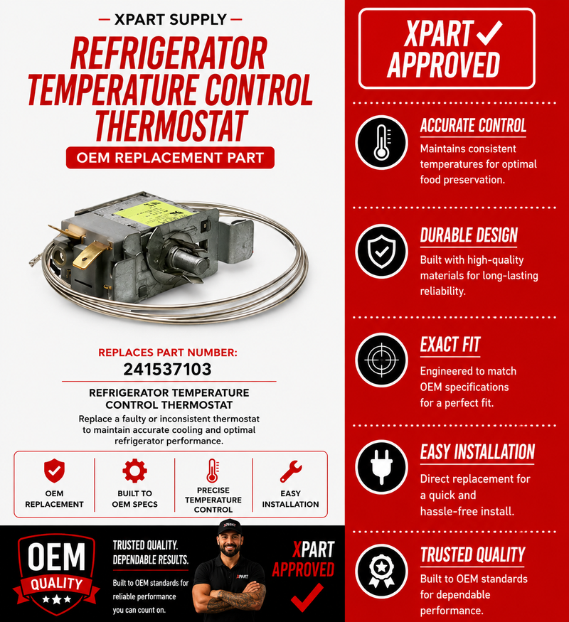 Frigidaire Refrigerator Temperature Control Thermostat 241537103 — Fix Inconsistent Cooling & Temperature Failures