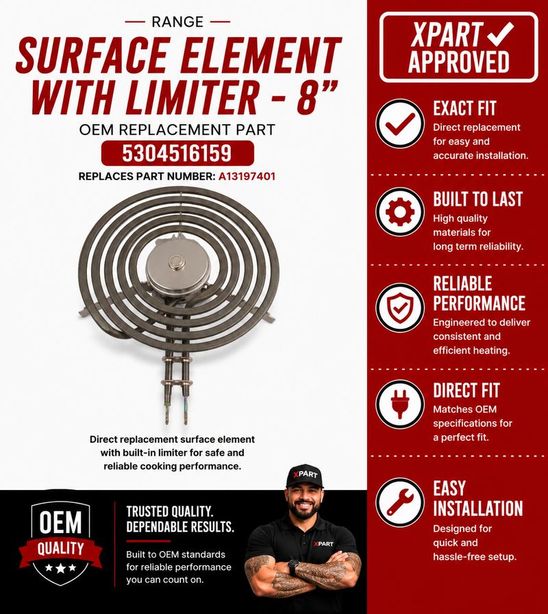 Frigidaire Surface Element 5304516159 — Fixes Dead or Uneven 8" Burner