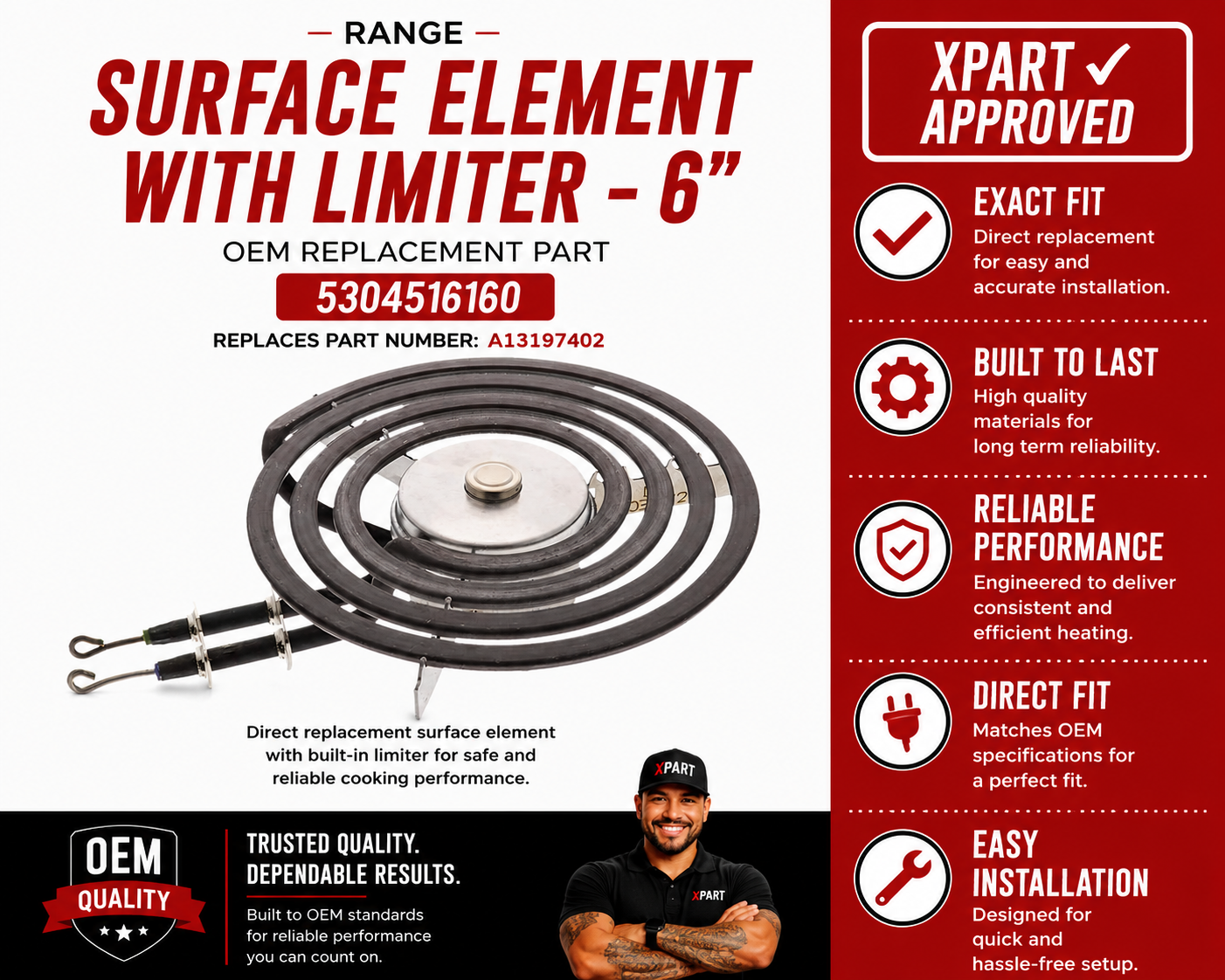 Frigidaire Surface Element 5304516160 — Fixes 6" Burner Not Heating