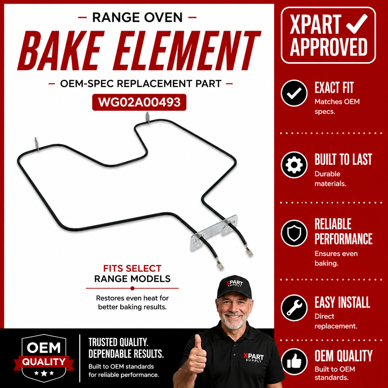 GE Bake Element WG02A00493 — Oven Won't Heat / Lower Element Burned Out