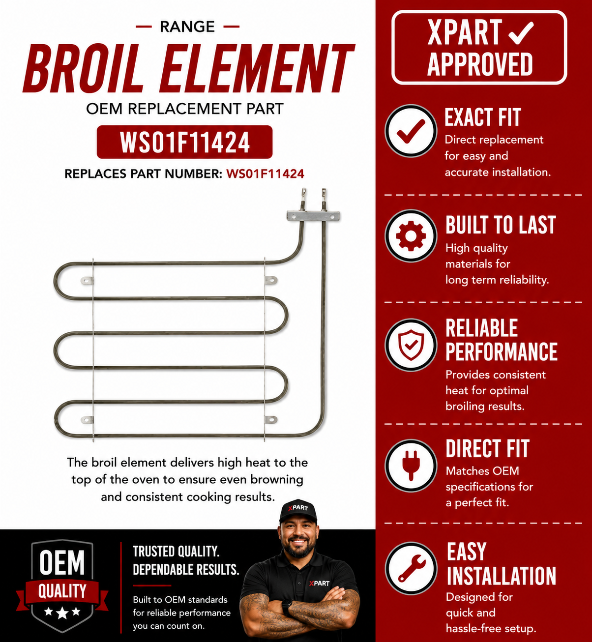 GE Broil Element WS01F11424 — Fixes No Broiling in GE Range