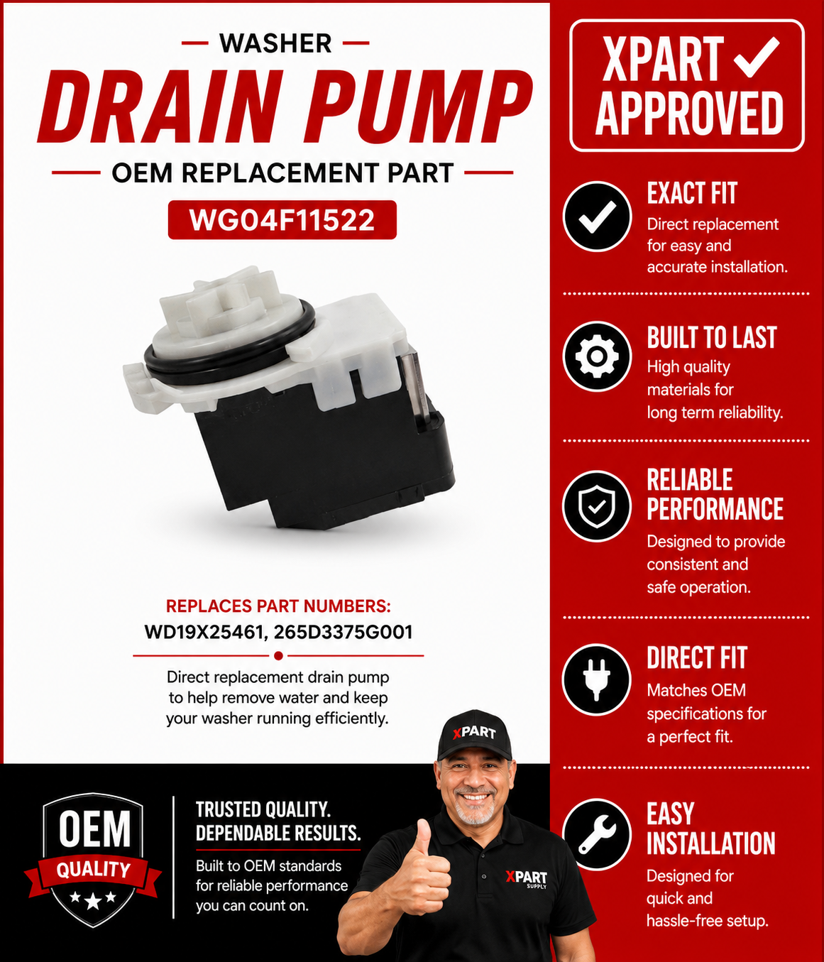 GE Dishwasher Drain Pump WG04F11522 — Fix Dishwasher Not Draining