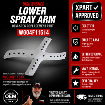 Dishwasher Lower Spray Arm — Fixes Poor Lower-Rack Cleaning / Restores Water Distribution — U.S. Cross-Reference WD22X25281