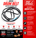 Dryer drum belt with Xpart approval details on a white and red background