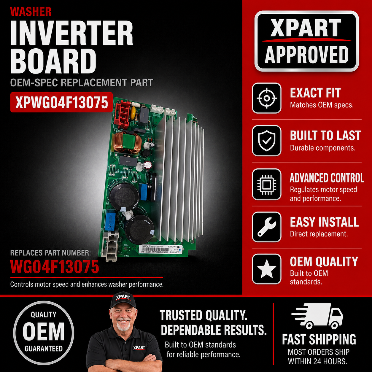 GE Washer Inverter Board WG04F13075 — Fix No Spin & Motor Faults