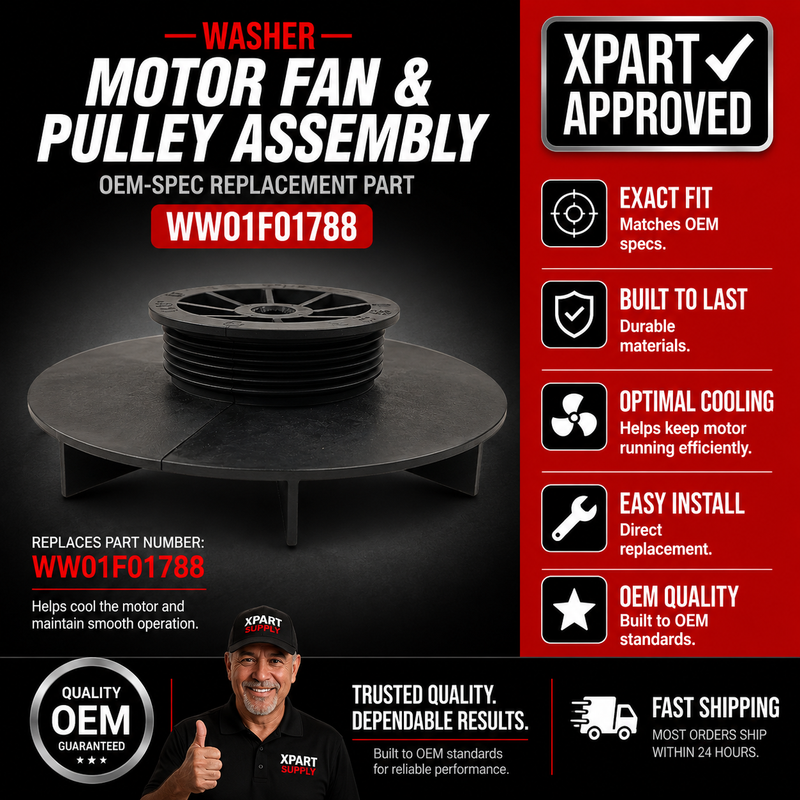 GE Motor Fan & Pulley Assembly WW01F01788 — Fix Washer Not Spinning