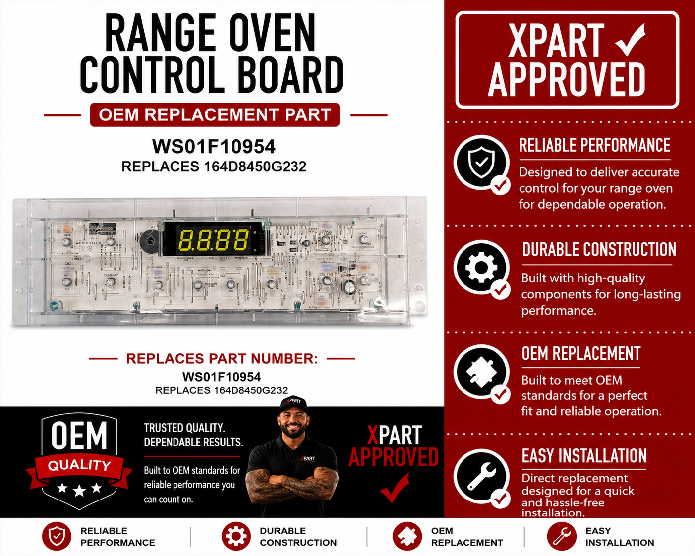 GE Range Oven Control Board WS01F10954 — Restore Oven Temperature Control & Fix Unresponsive Controls