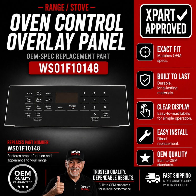 GE Range Control-Panel Overlay WS01F10148 — U.S. Cross-Reference WB07X38059
