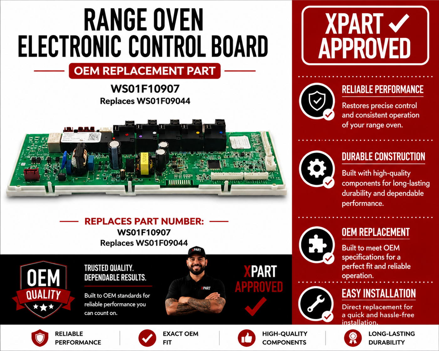 GE Range Oven Electronic Control Board WS01F10907 — Fix No Heat, Blank Display or Error Codes