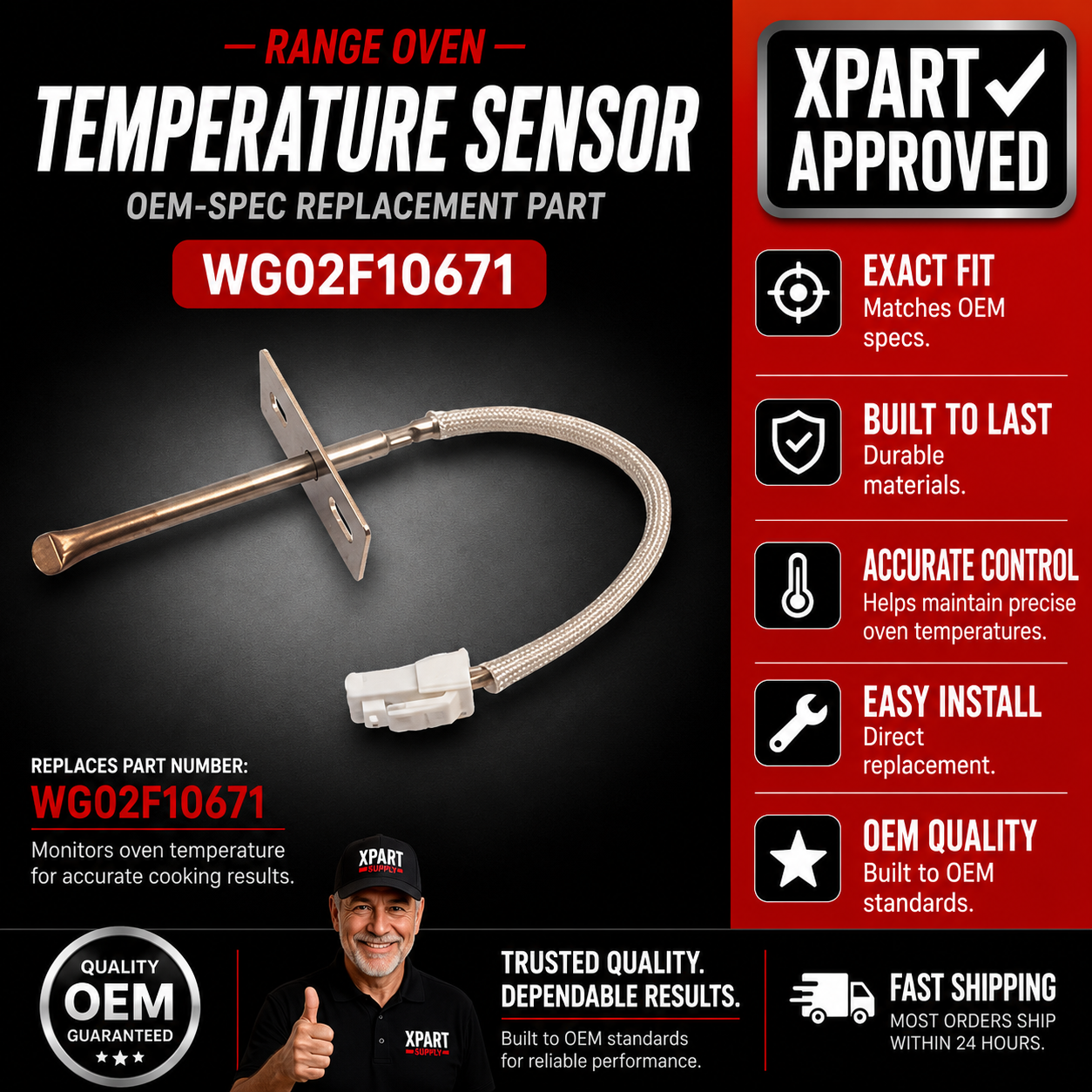 GE Range Oven Temperature Sensor WG02F10671 — Fixes Inaccurate Oven Temperature