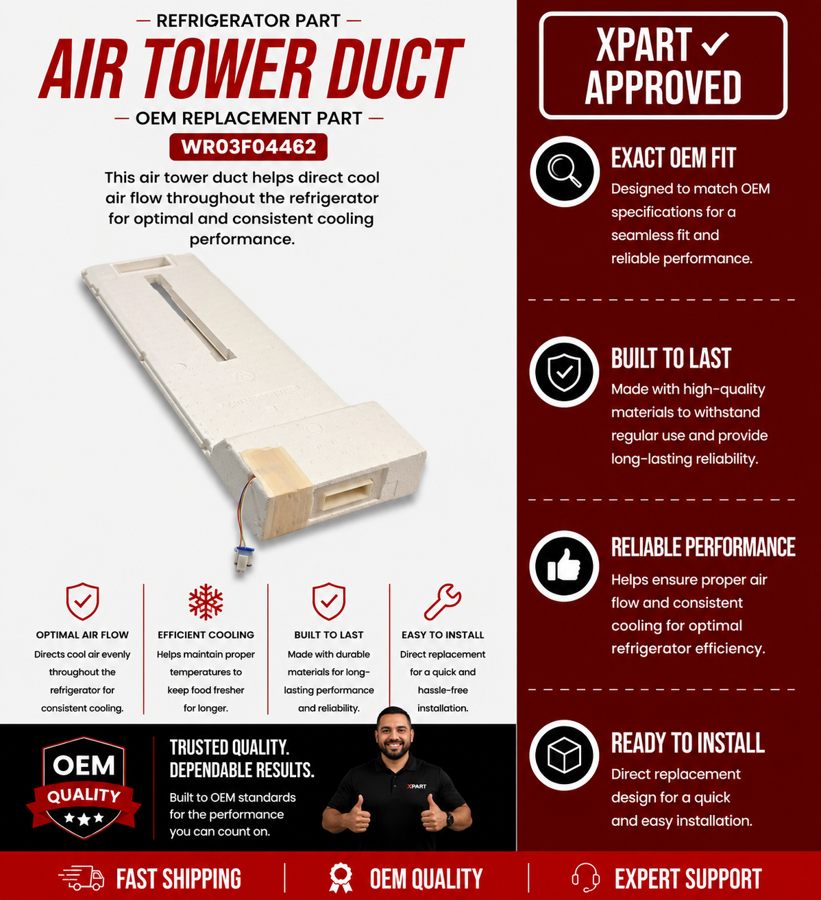 GE Refrigerator Air Tower Duct WR03F04462 — Warm Spots or Uneven Cooling Fixed