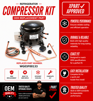 Refrigerator Compressor Kit — Fixes No Cooling & Warm Fridge