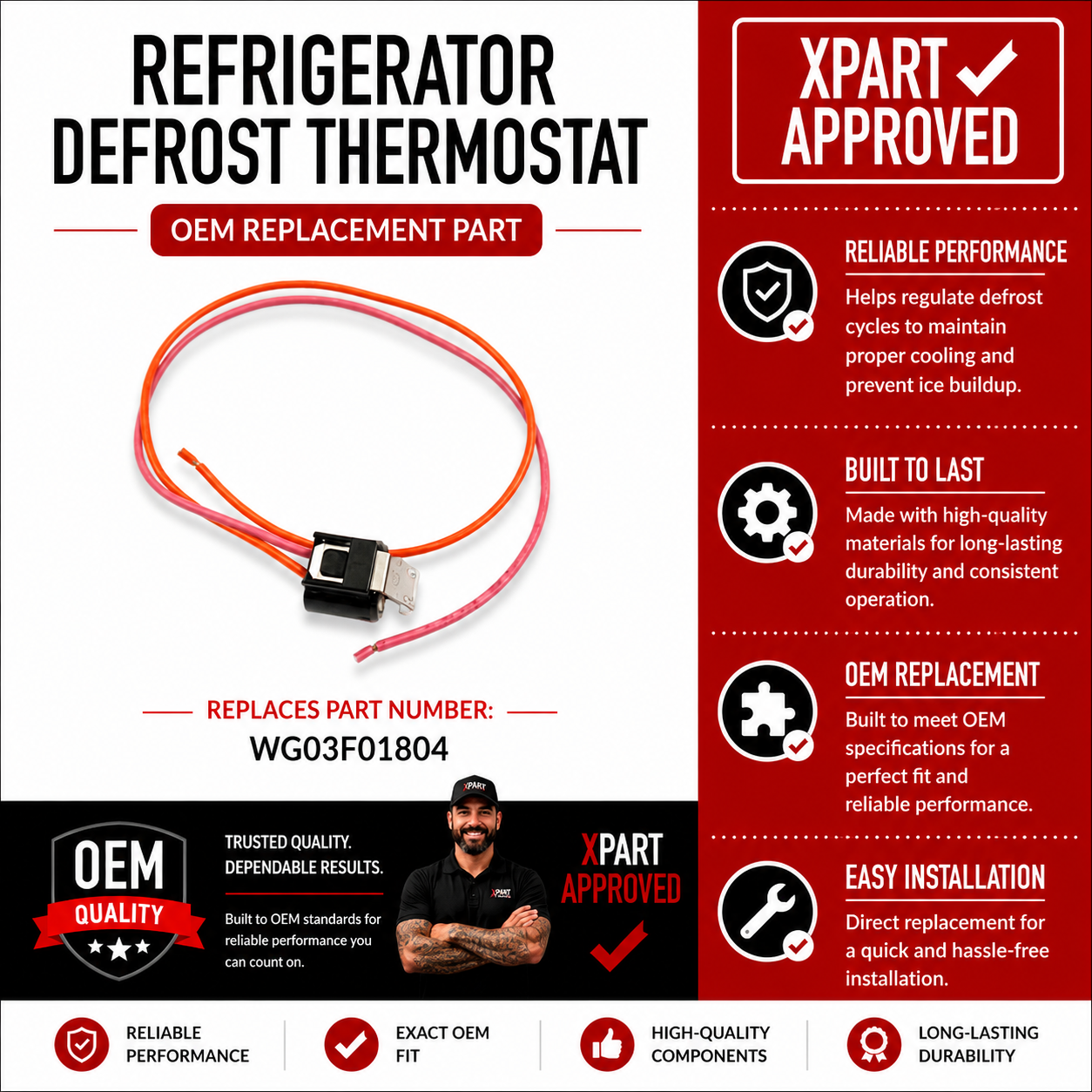 GE Refrigerator Defrost Thermostat WG03F01804 — Fix Ice Buildup & Cooling Failure Fast
