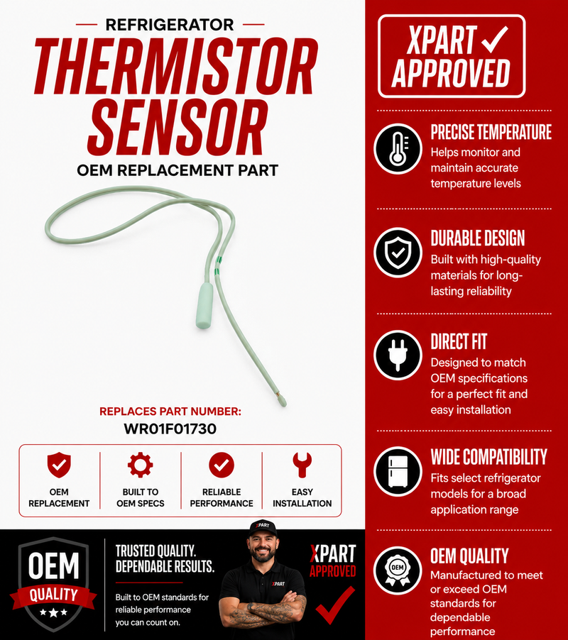 GE Refrigerator Temperature Thermistor Sensor WR01F01730 – OEM & Premium XPart Options Available
