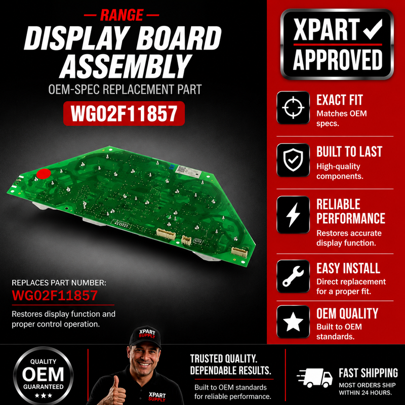 GE WG02F11857 Range Display Board Assembly — Fixes Blank Display or Unresponsive Controls