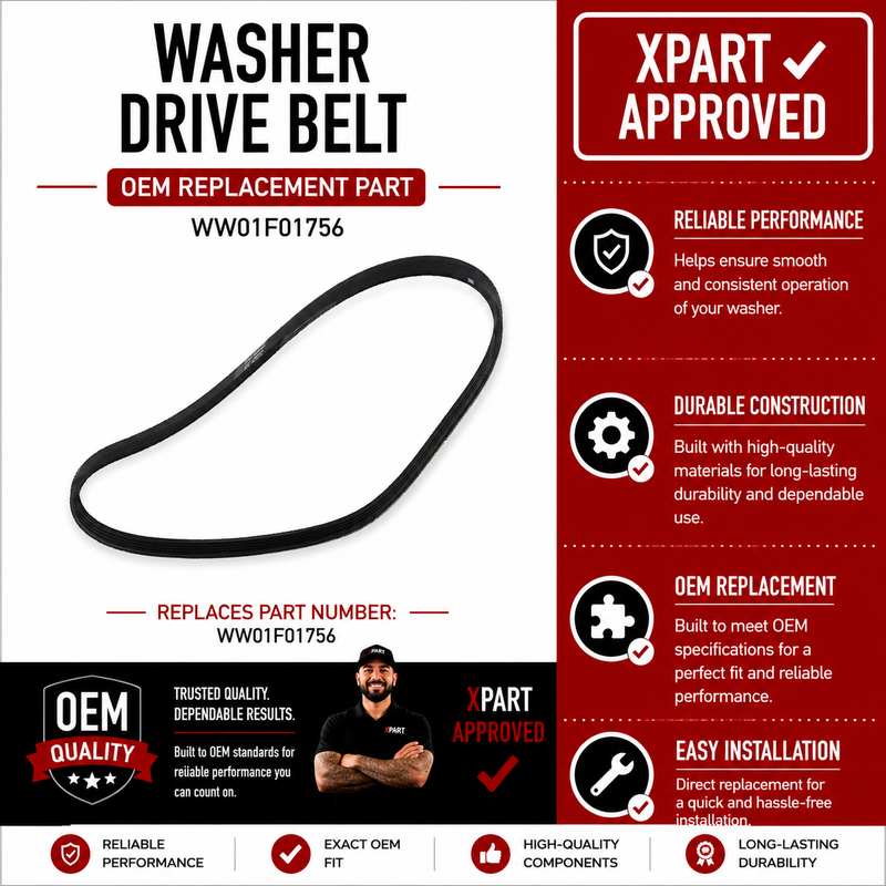 GE WW01F01756 Washer Drive Belt — Won't Spin or Agitate? OEM & XPart Replacement