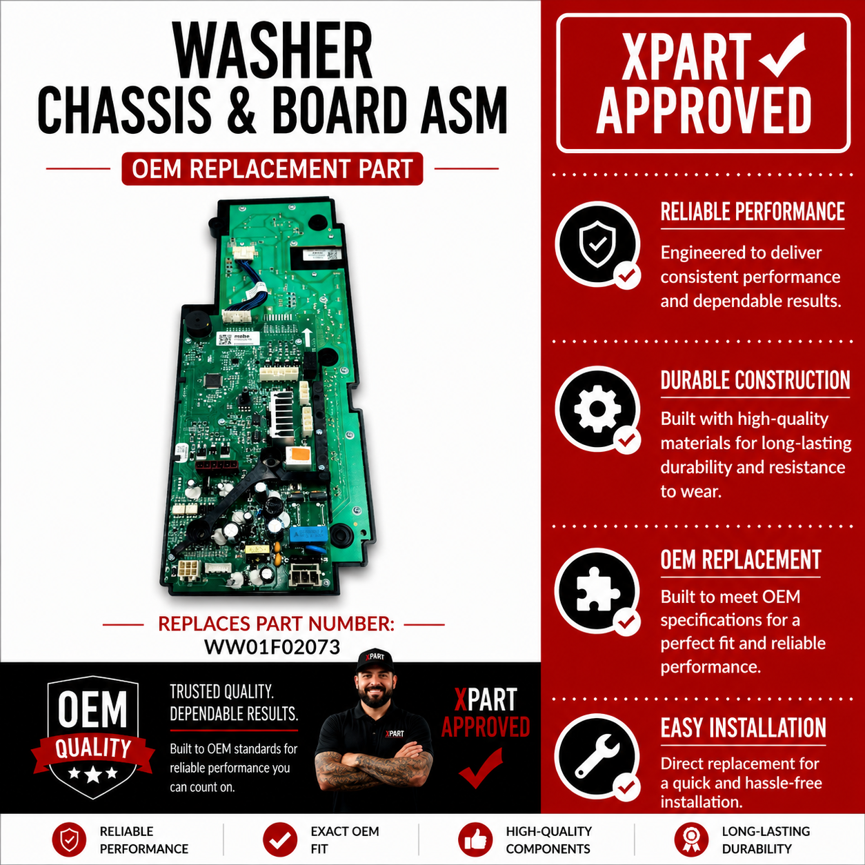 GE Washer Main Control Board WW01F02073 — Restore Full Washer Control