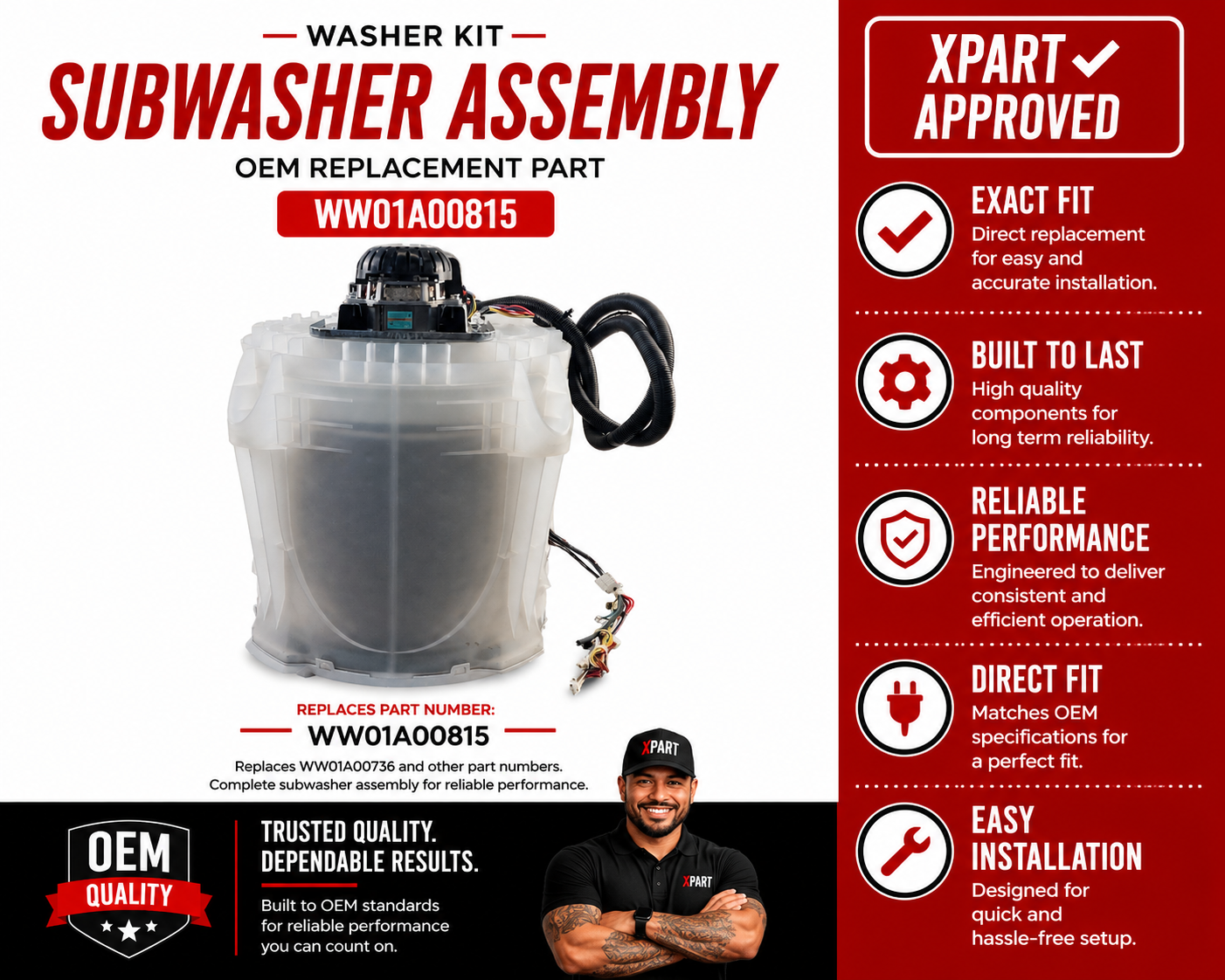 GE Washer Subwasher Kit WW01A00815 — Fix Washer Not Agitating or Leaving Clothes Dirty