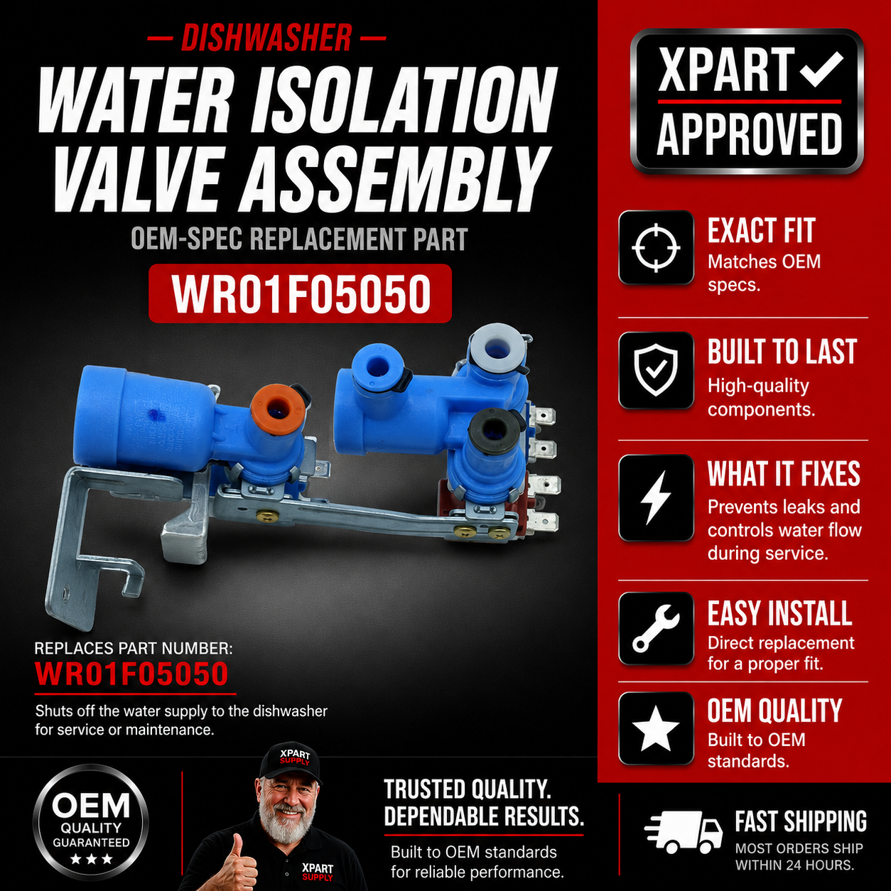 GE Water Isolation Valve WR01F05050 — Fixes Leaking, No Dispenser Flow & Continuous Drip