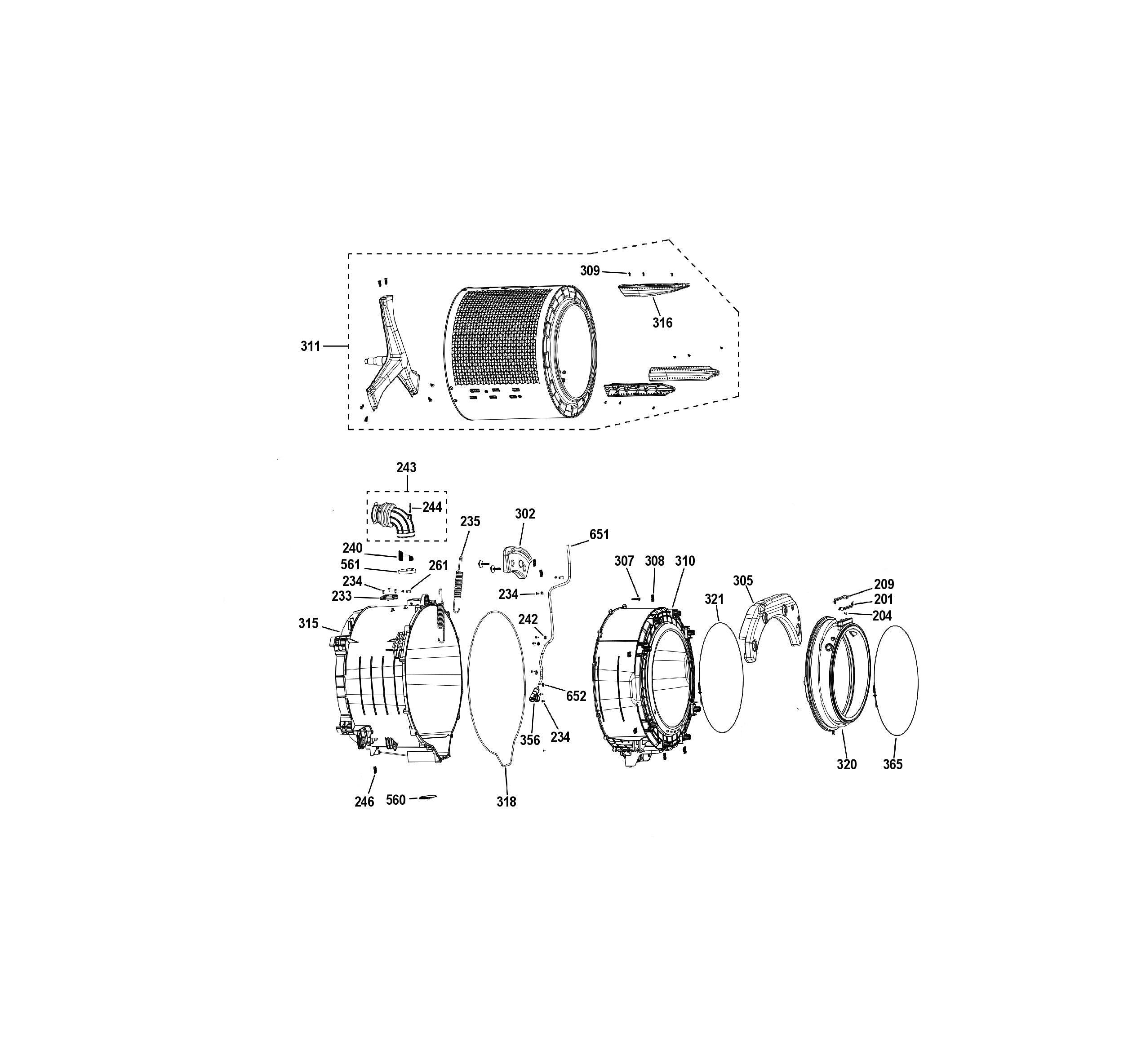 GE Washer Inner Tub Assembly Kit WG04F11975 — Restore Full Drum & Tub Function