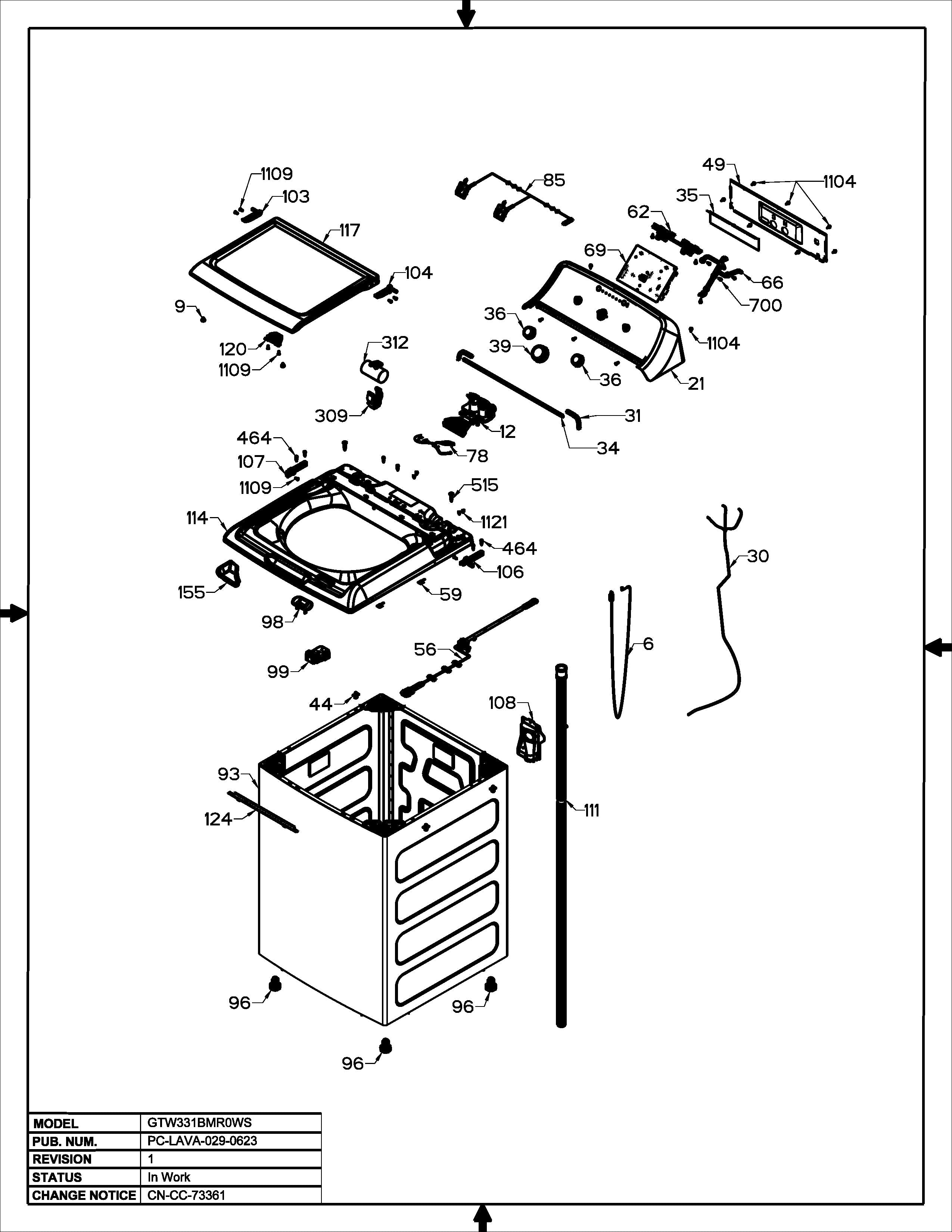 WW01L01525 Washer Metal Lid Assembly - XPart Supply Ltd.