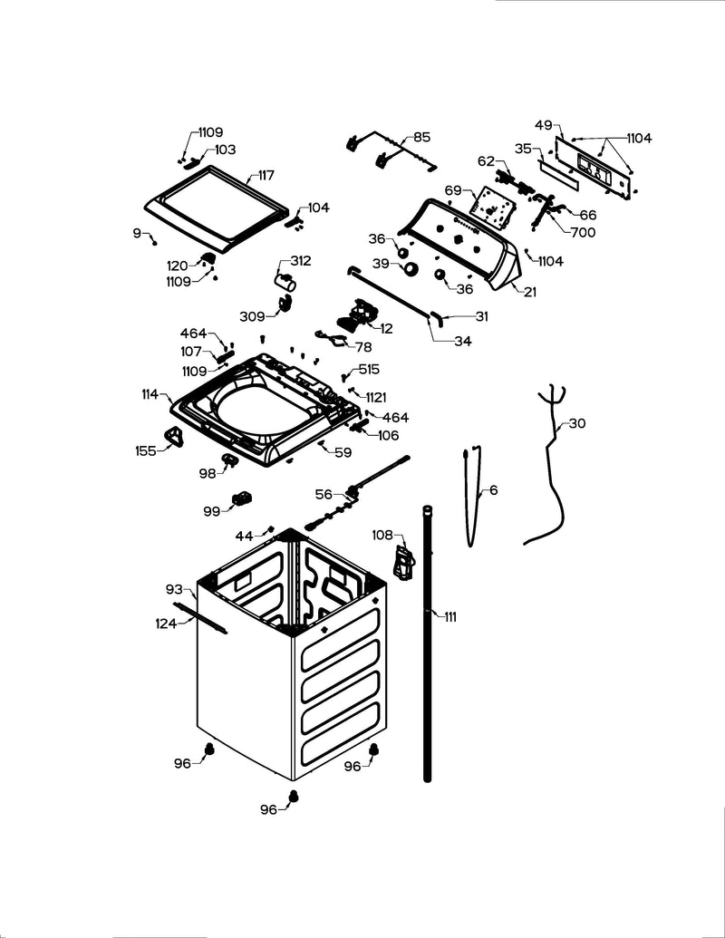 WW01L01525 Washer Metal Lid Assembly