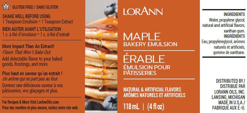 Maple Bakery Emulsion - 4 oz. - 16 oz. - 1 Gallon - 5 Gallons - Bakery Emulsions Canada - Ships Free Within Canada on Orders Above CAD $199